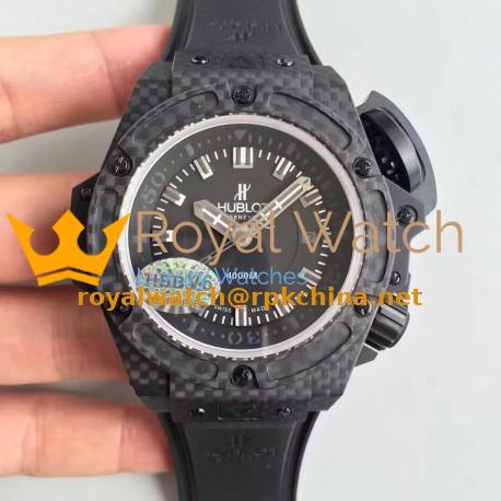 Replica Hublot Big Bang King Power Musee Oceanographique Monaco 731.QX.1140.RX HBB V6 Carbon Fiber Black Dial Swiss 7750