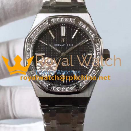 Replica Audemars Piguet Royal Oak 15400 ZX Stainless Steel & Diamonds Black Dial Swiss 3120