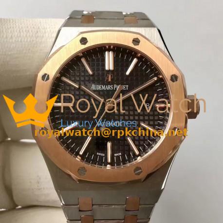 Replica Audemars Piguet Royal Oak 15400 JF Stainless Steel & Rose Gold Black Dial Swiss 3120