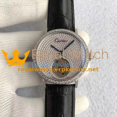 Replica Cartier Rotonde Tourbillon N Stainless Steel & Diamonds Diamond Dial Swiss Tourbillon