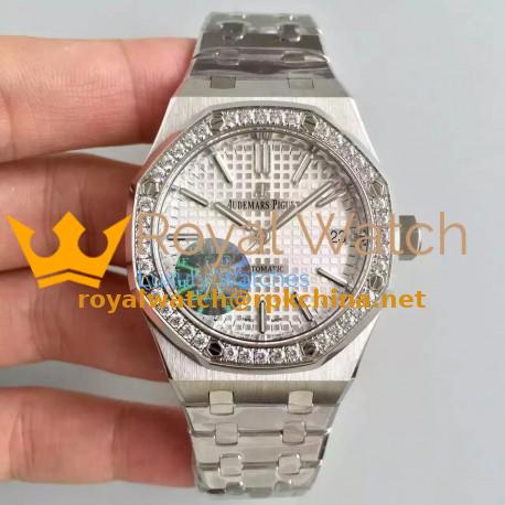 Replica Audemars Piguet Royal Oak 15450 JF Stanless Steel & Diamonds Silver Dial Swiss 3120
