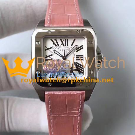 Replica Cartier Santos 100 Medium Size W20126X8 HBB V6 Stainless Steel White Dial Swiss 2824-2