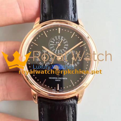 Replica Vacheron Constantin Patrimony Perpetual Calendar 43175/000R-B343 BF Rose Gold Black Dial Swiss 1120 QP