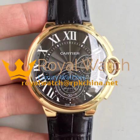 Replica Cartier Ballon Bleu Chronograph W6920007 V5 Yellow Gold Black Dial Swiss 8101 MC