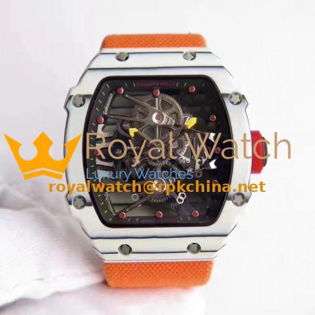 Replica Richard Mille RM27-02 Rafael Nadal KV White Forged Carbon Black Skeleton Dial M6T51