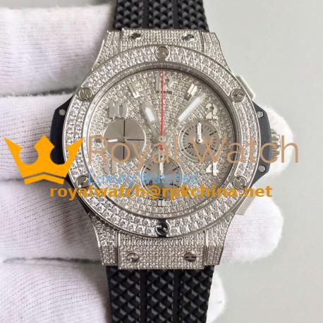 Replica Hublot Big Bang Steel Full Pave 341.SX.9010.RX.1704 JF Stainless Steel & Diamonds Diamond Dial Swiss HUB4100