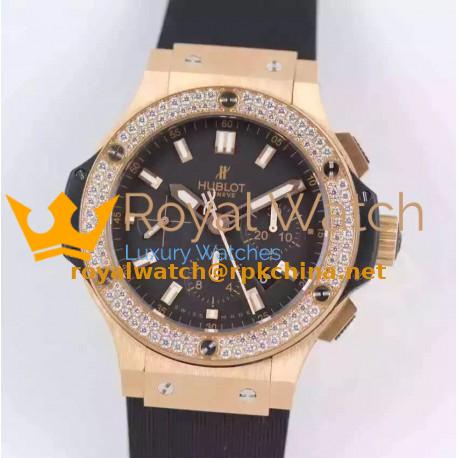 Replica Hublot Big Bang Chronograph 301.PX.1180.RX.1104 HBB V6 Rose Gold & Diamonds Black Dial Swiss HUB4100