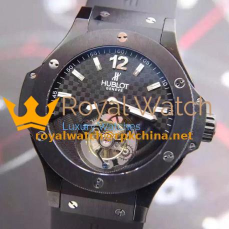 Replica Hublot Big Bang Tourbillon Solo Bang Ceramic 305.CM.134.RX JF Ceramic Carbon Fiber Dial Swiss Tourbillon