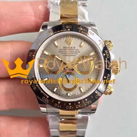 Replica Rolex Daytona Cosmograph 116519LN JH Yellow Gold & Stainless Steel Grey Dial Swiss 4130 Run 6@SEC