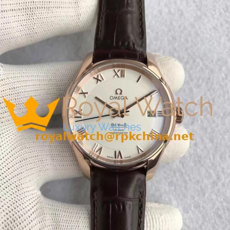 Replica Omega De Ville Co-Axial 41MM 431.53.41.21.02.001 XF Rose Gold White Dial Swiss 8501