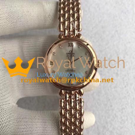 Replica Omega De Ville Dewdrop 424.50.33.20.05.002 XF Rose Gold Mother Of Pearl Dial Swiss 8521