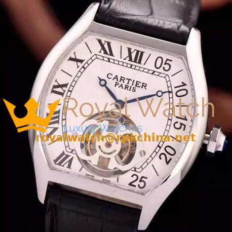 Replica Cartier Tortue Tourbillon Stainless Steel White Dial Swiss Real Tourbillon