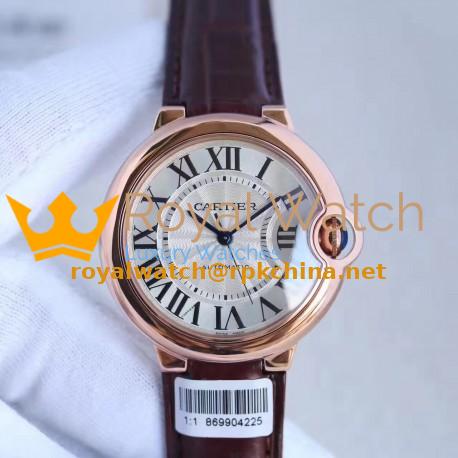 Replica Ballon Bleu De Cartier Ladies 36MM W6900456 V9 Rose Gold Silver Dial Swiss 2688-2