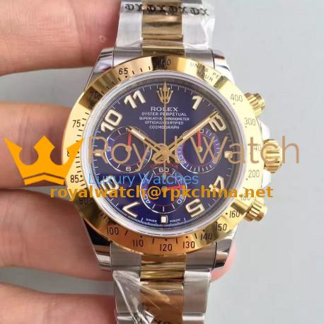 Replica Rolex Daytona Cosmograph 116503 JH Yellow Gold & Stainless Steel Blue Dial Swiss 4130 Run 6@SEC