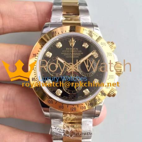 Replica Rolex Daytona Cosmograph 116503 JH Yellow Gold & Stainless Steel Black Dial Swiss 4130 Run 6@SEC