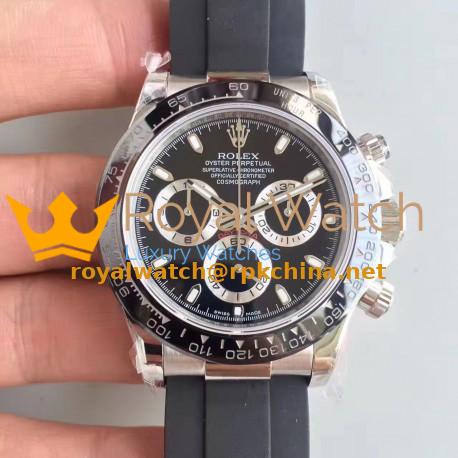 Replica Rolex Daytona Cosmograph 116519LN JH Stainless Steel Black Dial Swiss 4130 Run 6@SEC