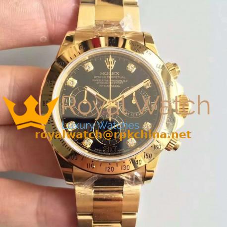 Replica Rolex Daytona Cosmograph 116508 JH Yellow Gold Black Dial Dial Swiss 4130 Run 6@SEC