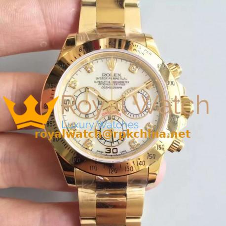 Replica Rolex Daytona Cosmograph 116508 JH Yellow Gold White Dial Dial Swiss 4130 Run 6@SEC