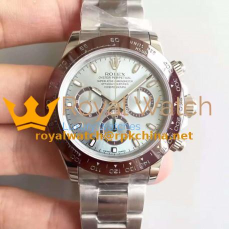 Replica Rolex Daytona Cosmograph 116506 JH Stainless Steel Ice Blue Dial Swiss 4130 Run 6@SEC