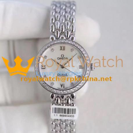 Replica Omega De Ville Dewdrop 424.55.27.60.55.004 XF Stainless Steel & Diamonds Mother Of Pearl Dial Swiss 8520