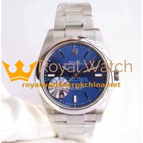 Replica Rolex Oyster Perpetual 39 114300 JF Stainless Steel Blue Dial Swiss 3132