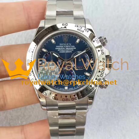 Replica Rolex Daytona Cosmograph 116509 JF Stainless Steel Blue Dial Swiss 7750 Run 6@SEC
