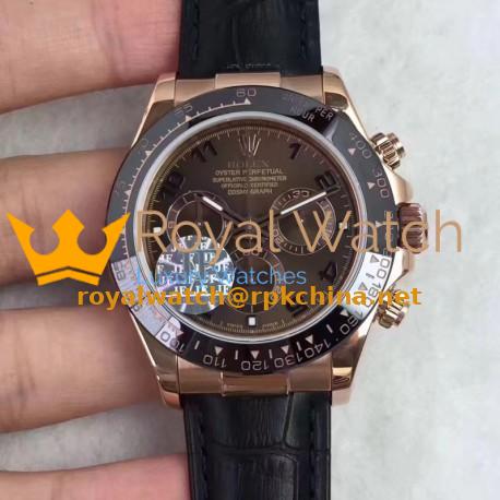 Replica Rolex Daytona Cosmograph 116515LN JF Rose Gold Chocolate Dial Swiss 7750 Run 6@SEC