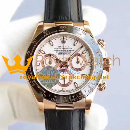 Replica Rolex Daytona Cosmograph 116515LN JF Rose Gold White Dial Swiss 7750 Run 6@SEC