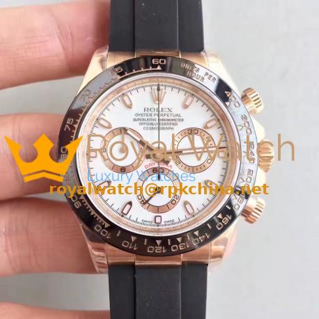 Replica Rolex Daytona Cosmograph 116515LN N Rose Gold White Dial Swiss 7750 Run 6@SEC