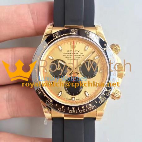 Replica Rolex Daytona Cosmograph 116518LN N Yellow Gold Champagne Dial Swiss 7750 Run 6@SEC