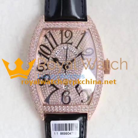 Replica Franck Muller 8880 SC DT ZX Rose Gold & Diamonds Diamond Dial Swiss 2824-2