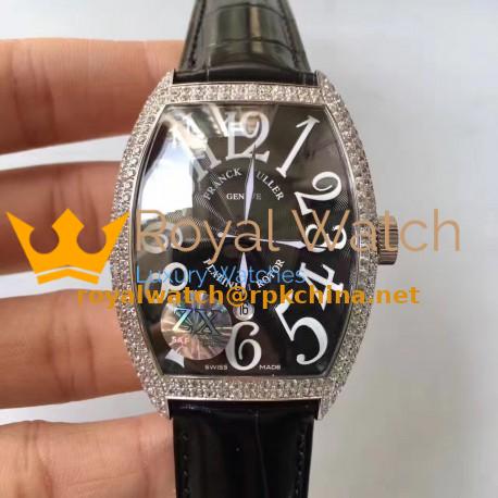 Replica Franck Muller 7880 SC DT Platinum Rotor ZX Stainless Steel & Diamonds Black Dial Swiss 2824-2