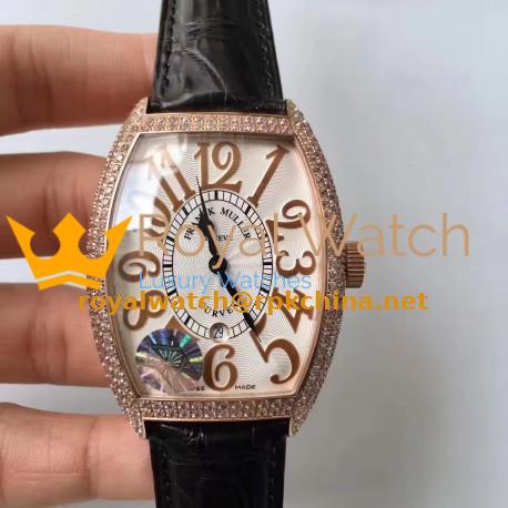 Replica Franck Muller 8880 SC DT Platinum Rotor ZX Rose Gold & Diamonds White Dial Swiss 2824-2