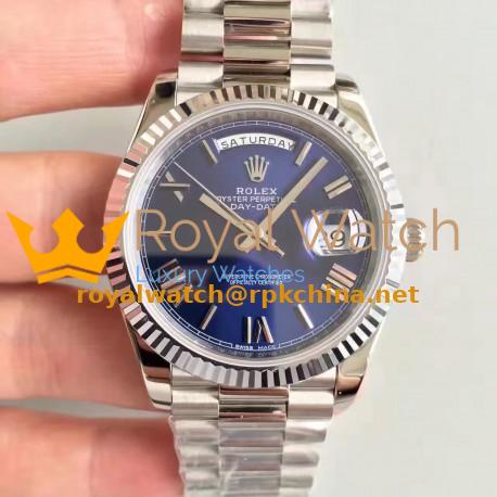 Replica Rolex Day-Date 40 228239 N Stainless Steel Blue Dial Swiss 3255