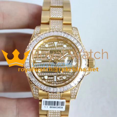 Replica Rolex GMT-Master II 116769 WT Yellow Gold & Diamonds Diamond Dial Swiss 2836-2