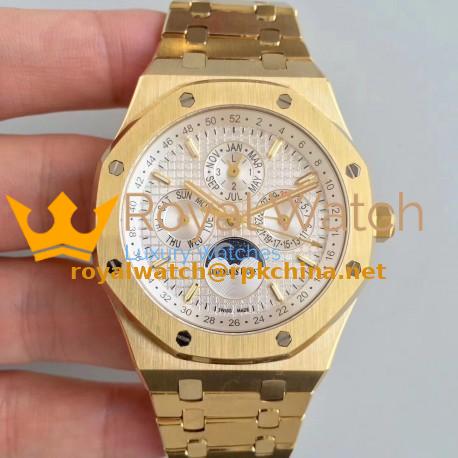 Replica Audemars Piguet Royal Oak Perpetual Calendar 41MM 26574BA.OO.1220BA.01 BF Yellow Gold Silver Dial Swiss 5134