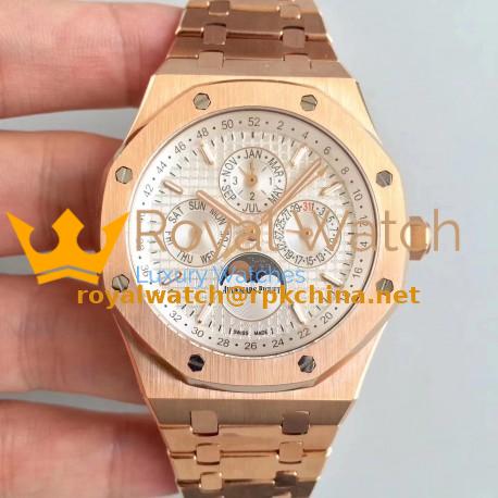 Replica Audemars Piguet Royal Oak Perpetual Calendar 41MM 26574OR.OO.1220OR.01 BF Rose Gold Silver Dial Swiss 5134