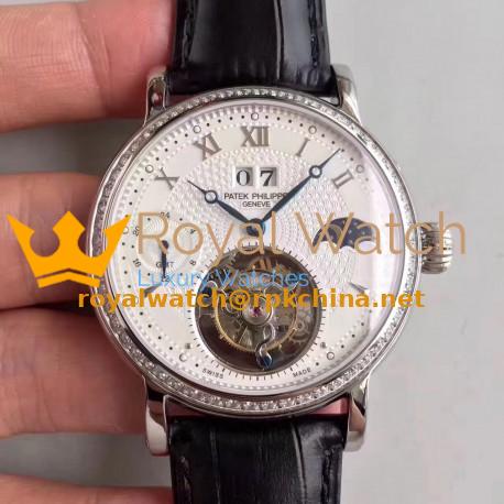 Replica Patek Philippe Grand Complication Tourbillon N Stainless Steel & Diamonds White Dial Swiss Tourbillon