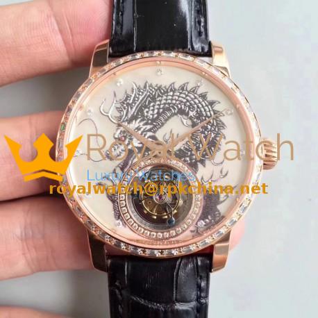 Replica Vacheron Constantin Patrimony Tourbillon N Rose Gold & Diamonds Dragon Dial Swiss Tourbillon