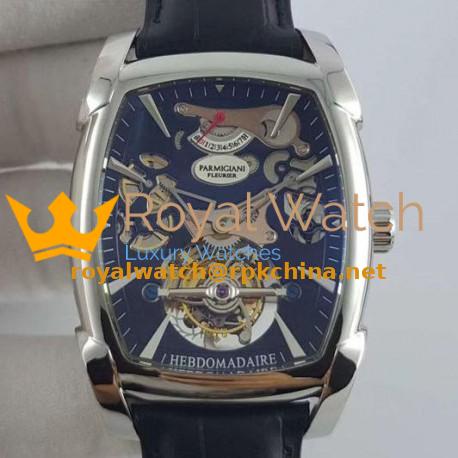 Replica Parmigiani Fleurier Kalpa XL Tourbillon Chiaroscuro PF012512-01 BM Stainless Steel Black Skeleton Dial Swiss PF501