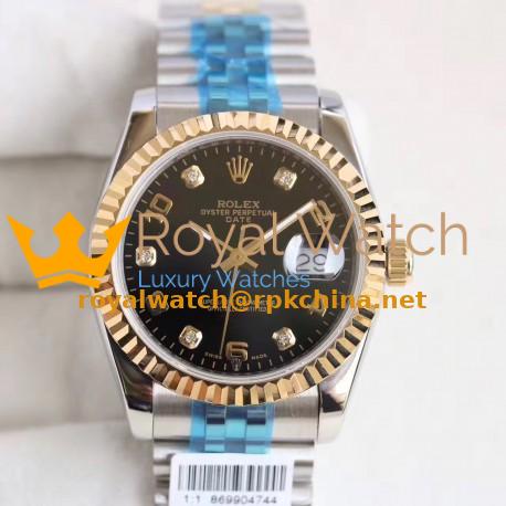 Replica Rolex Datejust 36 116233 36MM N Stainless Steel & Yellow Gold Black Dial Swiss 2836-2
