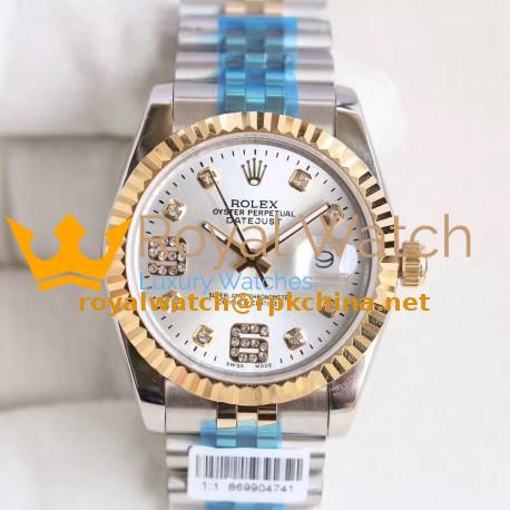 Replica Rolex Datejust 36 116233 36MM N Stainless Steel & Yellow Gold Rhodium & Diamonds Dial Swiss 2836-2