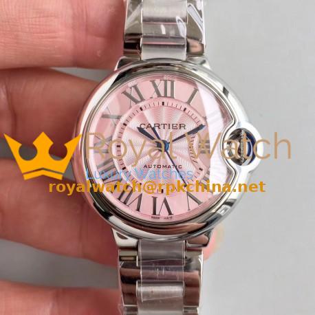 Replica Ballon Bleu De Cartier 33MM W6920100 TW Stainless Steel Pink Dial Seiko NH05A