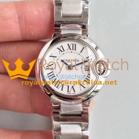Replica Ballon Bleu De Cartier 28MM W69010Z4 TW Stainless Steel White Dial Swiss Ronda Quartz