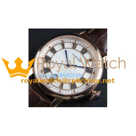 Replica Cartier Rotonde 42MM Rose Gold White Dial Swiss 2824-2