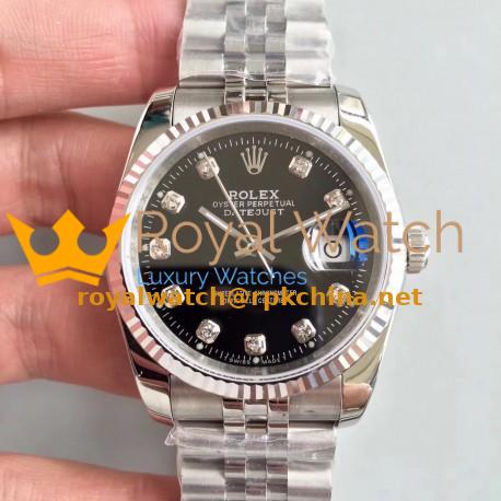 Replica Rolex Datejust 36MM 116234 MIT Stainless Steel 904L Black Dial Swiss 3135