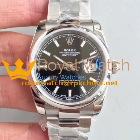 Replica Rolex Datejust 36MM 116234 MIT Stainless Steel 904L Black Dial Swiss 3135
