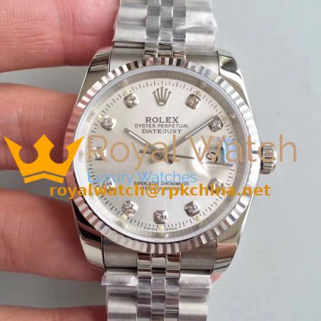 Replica Rolex Datejust 36MM 116234 MIT Stainless Steel 904L Rhodium Dial Swiss 3135