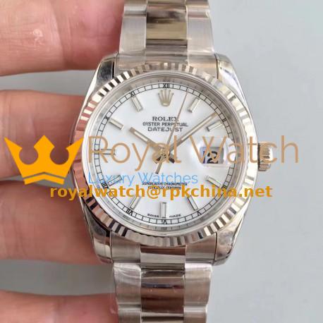 Replica Rolex Datejust 36MM 116234 AR Stainless Steel 904L White Dial Swiss 3135