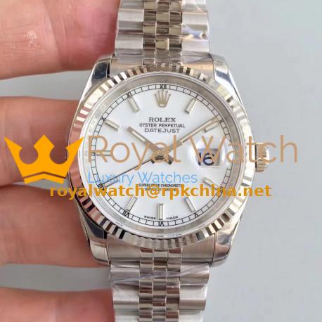 Replica Rolex Datejust 36MM 116234 AR Stainless Steel 904L White Dial Swiss 3135